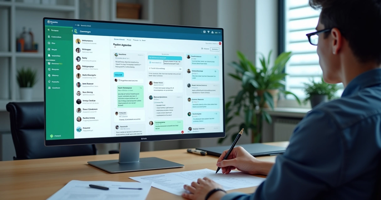 Painel com conversas de suporte em vários canais