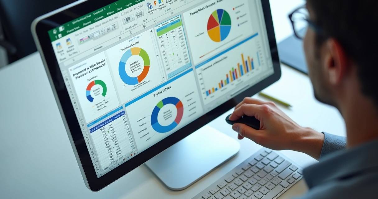 Tela de um dashboard no Excel com tabelas dinâmicas nomeadas 
