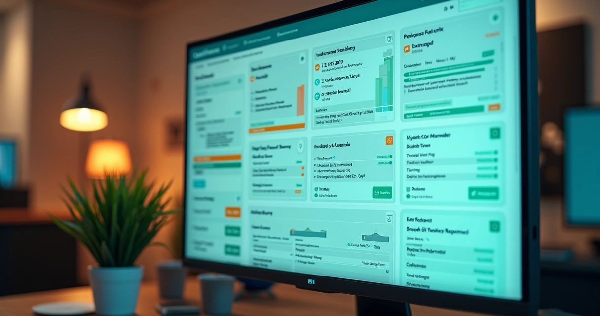 Painel executivo mostrando tarefas em andamento com alertas de prazos, reuniões e status por cor. 
