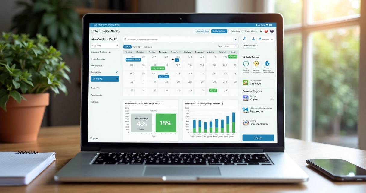 Painel com calendário de tarifas e gráficos de reservas 