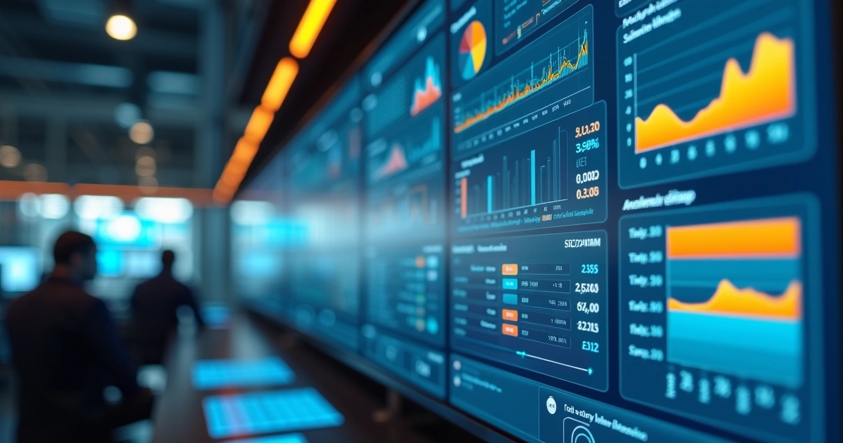 Dashboard industrial com indicadores de custo, falha e estoque 