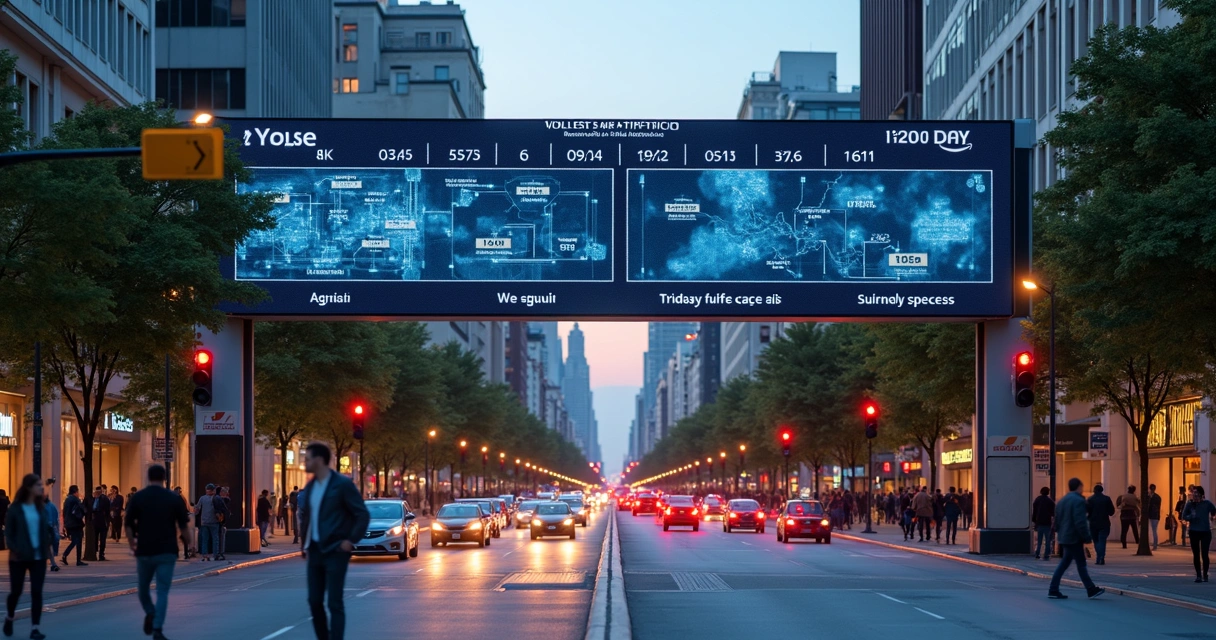 Painel digital mostra dados do trânsito em avenida movimentada