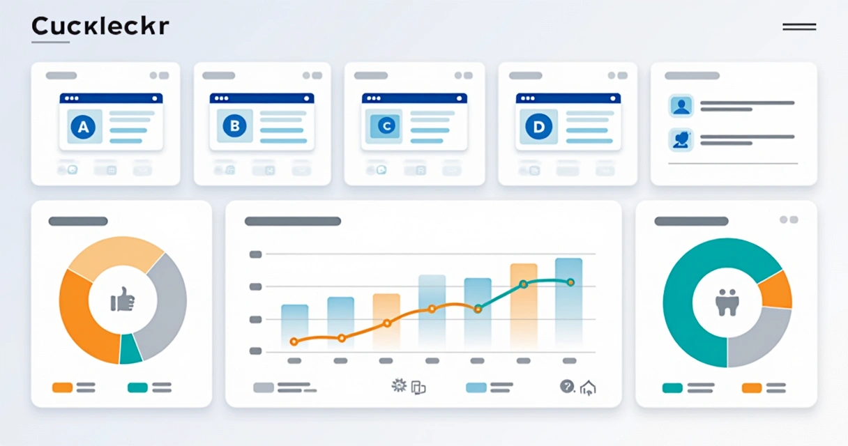 Painel com métricas de teste A/B/n e variantes de páginas 