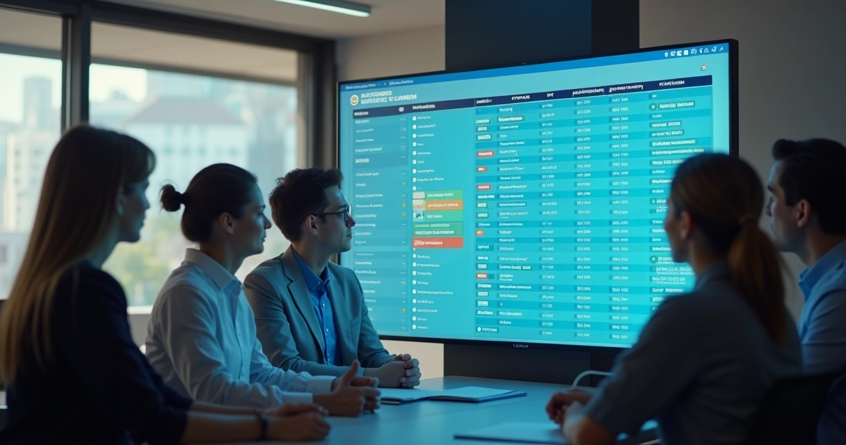 Painel digital mostrando chamados de diferentes setores de uma empresa 