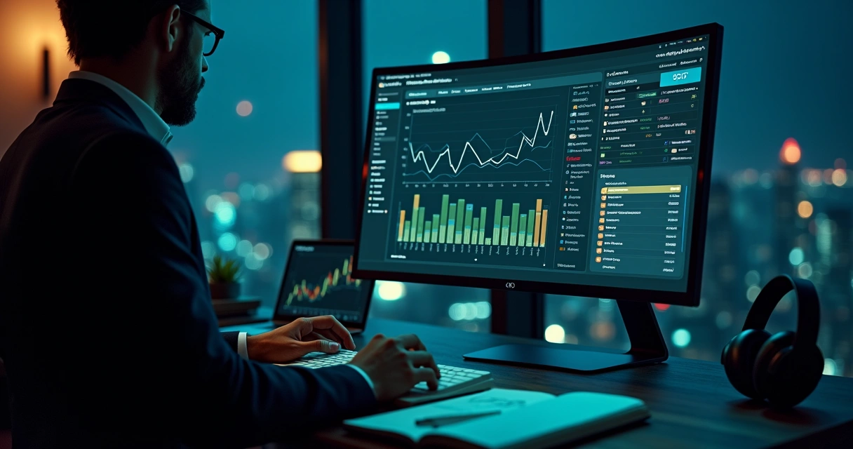 Profissional ajusta painel de anúncios online com leads qualificados em destaque 