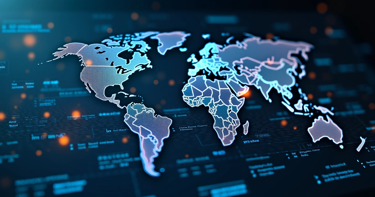 Painel digital exibindo gráficos e dados tributários com ícones representando setores da economia brasileira 