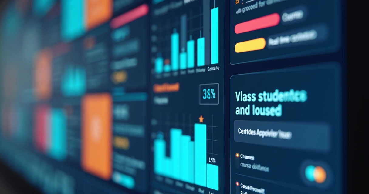 Painel digital mostrando a gestão de turmas online