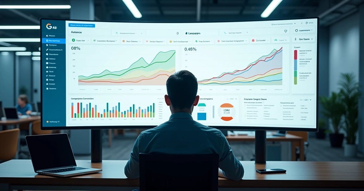 Painel unificado de mídia paga com gráficos e dashboards de Google Ads e Meta Ads 