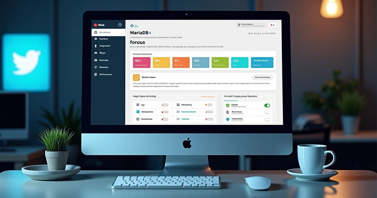 Tela de painel de usuário facilitada para instalar bancos de dados 