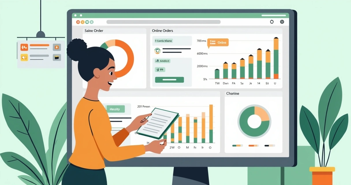 Painel digital mostrando vendas online, WhatsApp e presencial integradas 