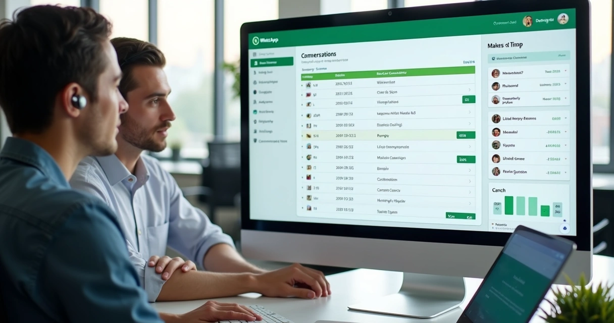 Painel com conversas de vendas no WhatsApp e métricas de atendimento