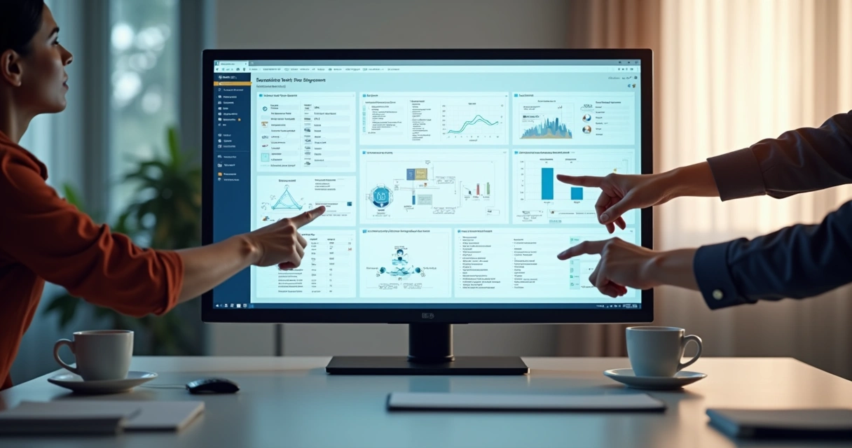 Tela de plataforma low-code com fluxos de trabalho digitalizados 