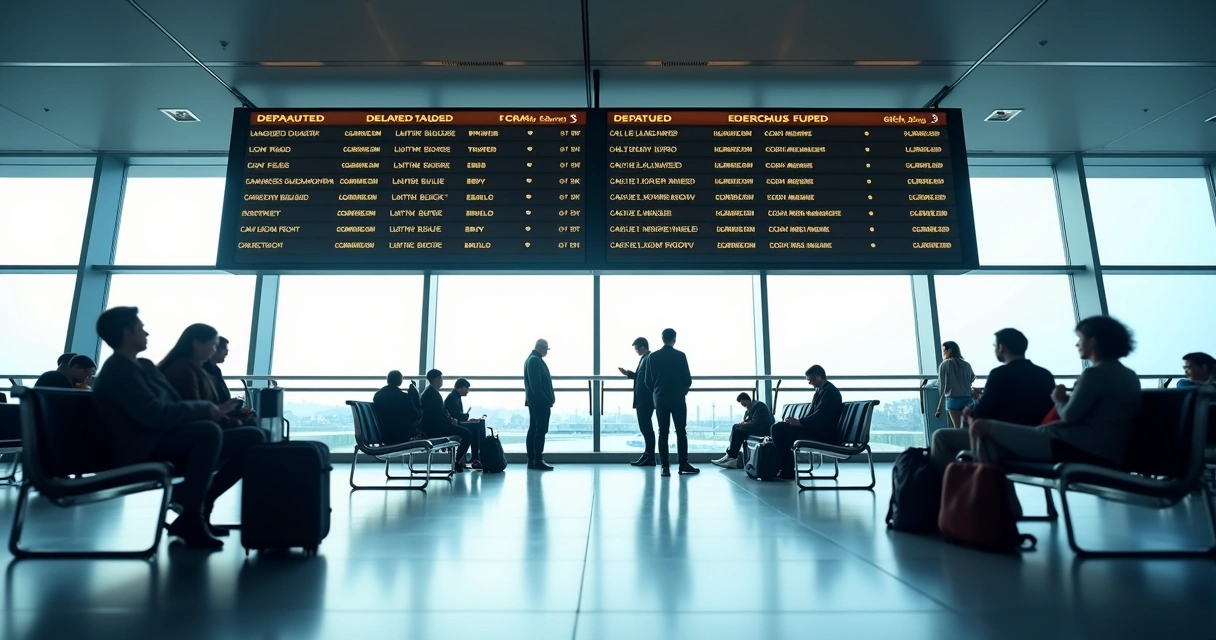 Painel de aeroporto com voo atrasado 