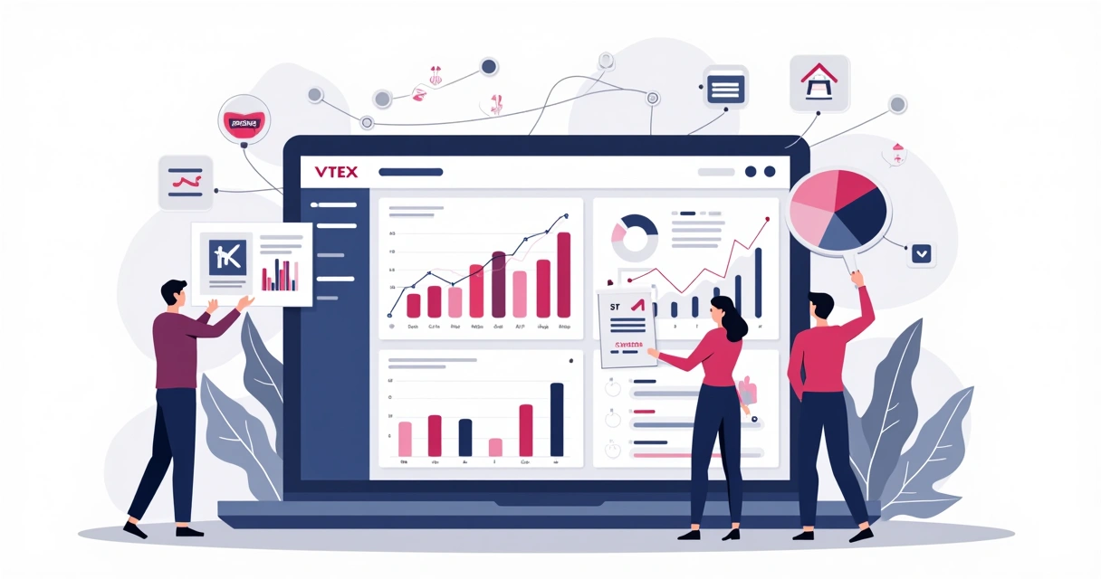 Dashboard de e-commerce com VTEX integrando vendas, CRM, ERP e canais omnichannel 