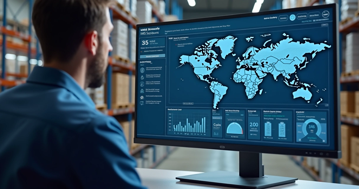 Painel de WMS com indicadores de estoque