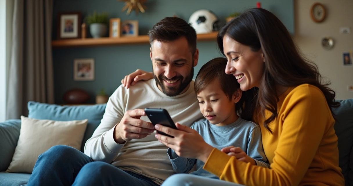 Pais usando aplicativo para acompanhar desempenho do filho 