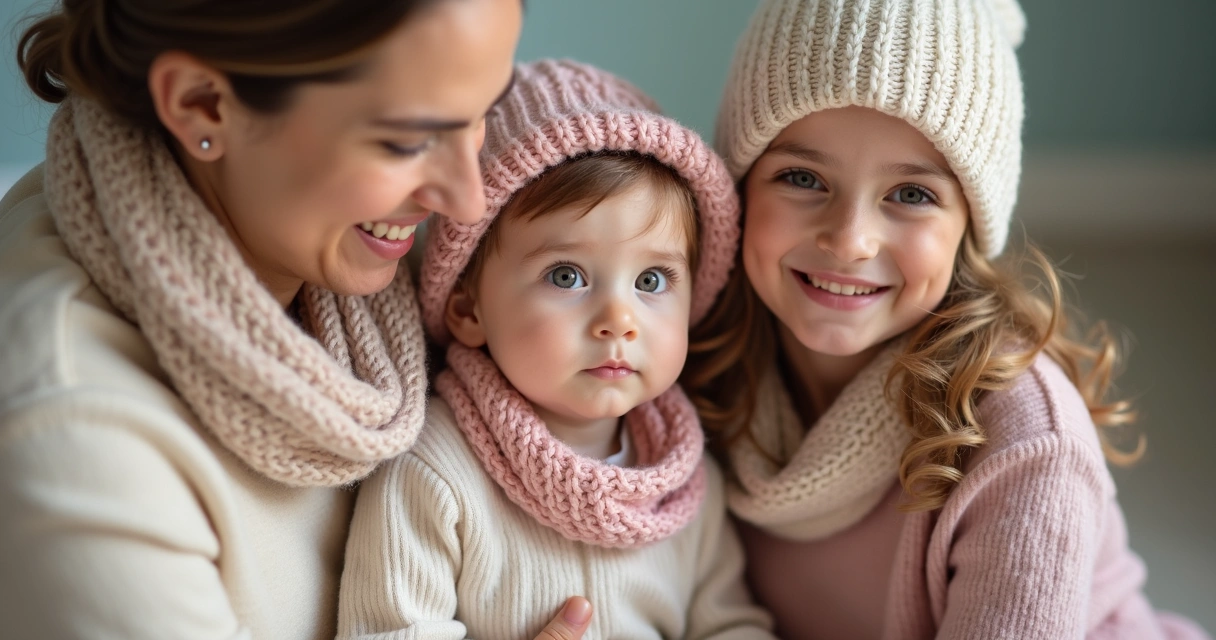 Pais e filhos interagindo com acessórios suaves 