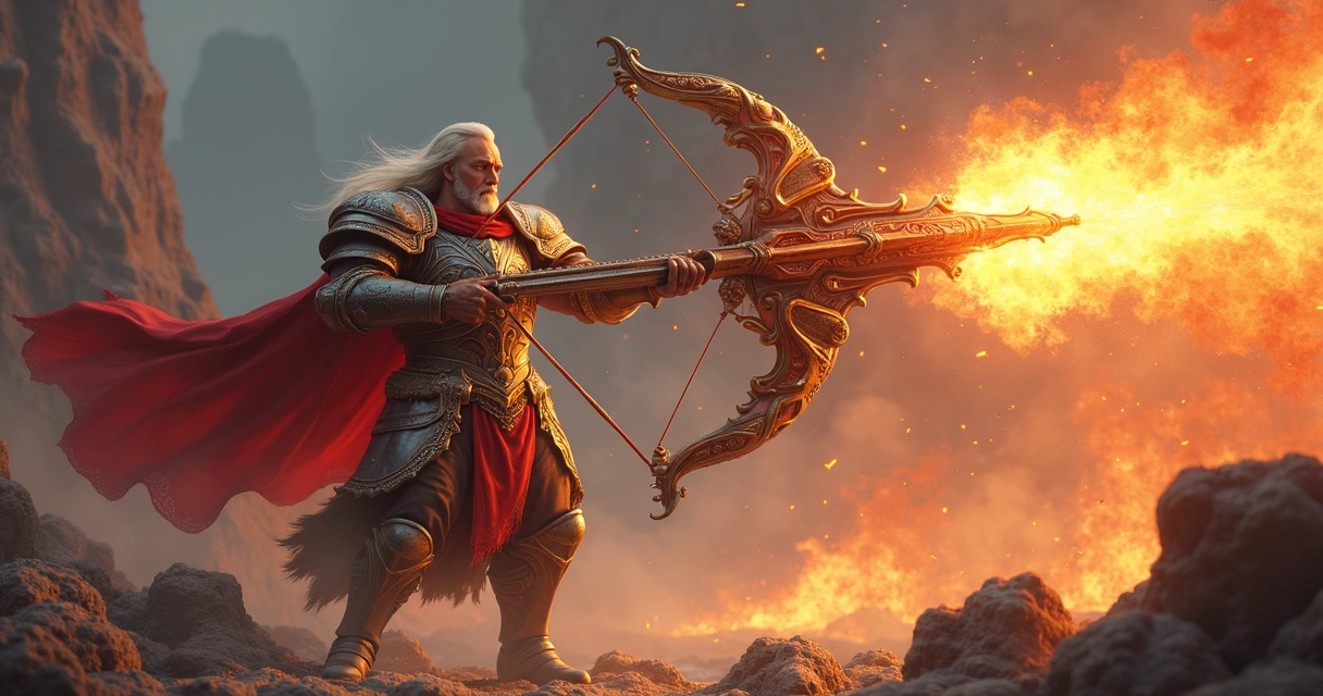 Paladino empunhando Grand Sanguine Crossbow em combate próximo a Bakragore 