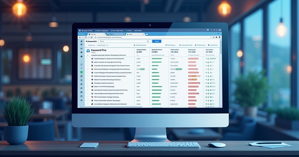 Tela digital com seleção de palavras-chave 