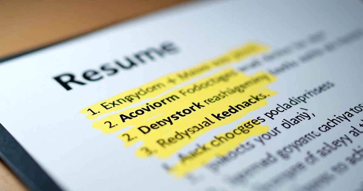 Trecho de currículo com palavras-chave marcadas em amarelo