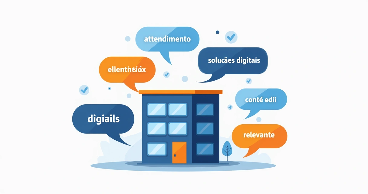 Termos de palavras-chave flutuando ao redor de uma empresa 