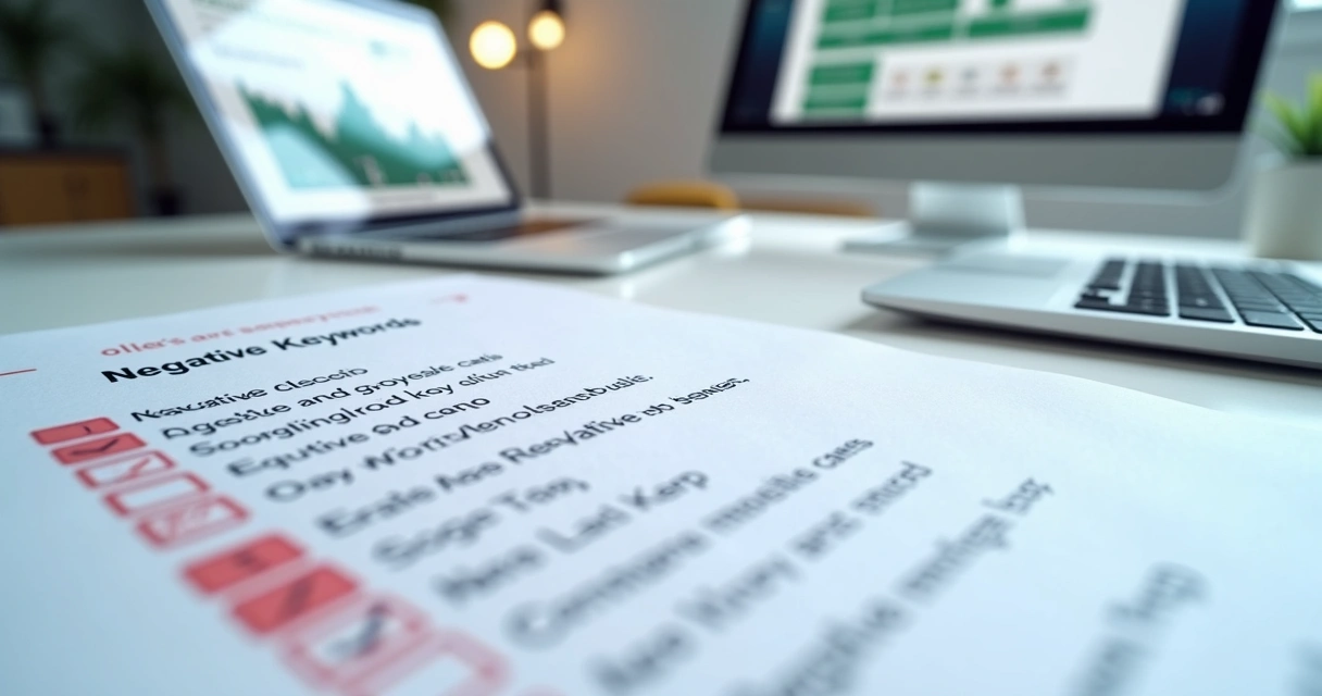 Listagem de palavras-chave negativas para anúncios no Google Ads 
