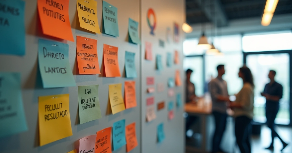 Palavras relacionadas à diversidade destacadas em parede de escritório PME 