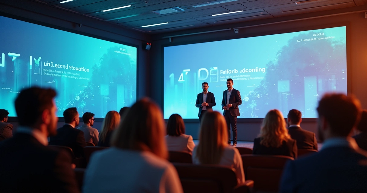 Fábio e Fernando Macoim palestrando em auditório universitário sobre inteligência artificial na contabilidade 