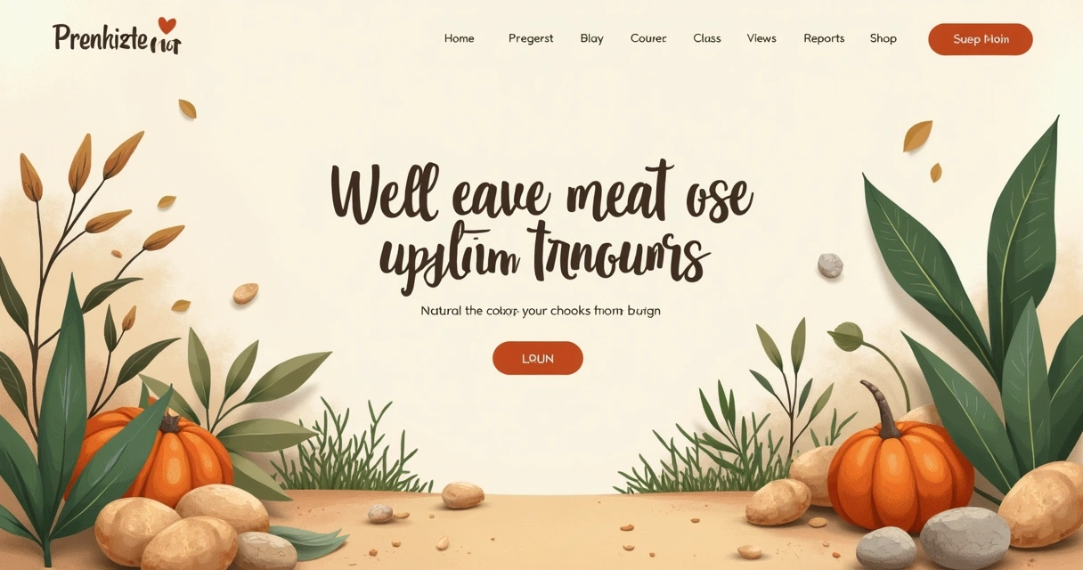 Paleta de cores terrosas e texturas orgânicas em site de web design 