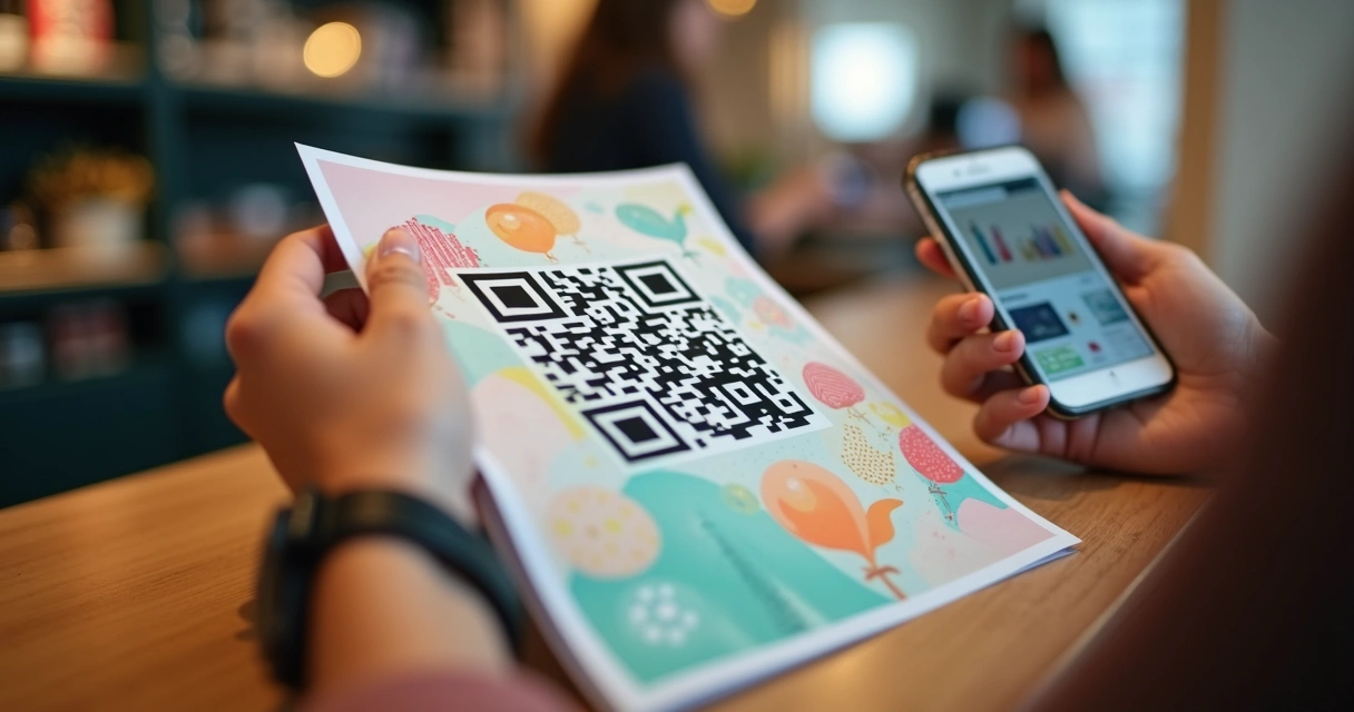 Material impresso com QR code para catálogo digital 