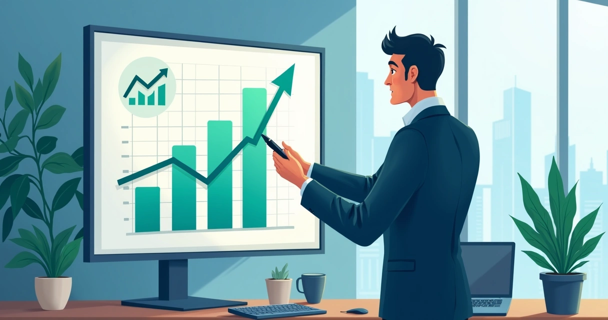 Empresário observando gráficos em tela com tendência de crescimento do dropshipping 