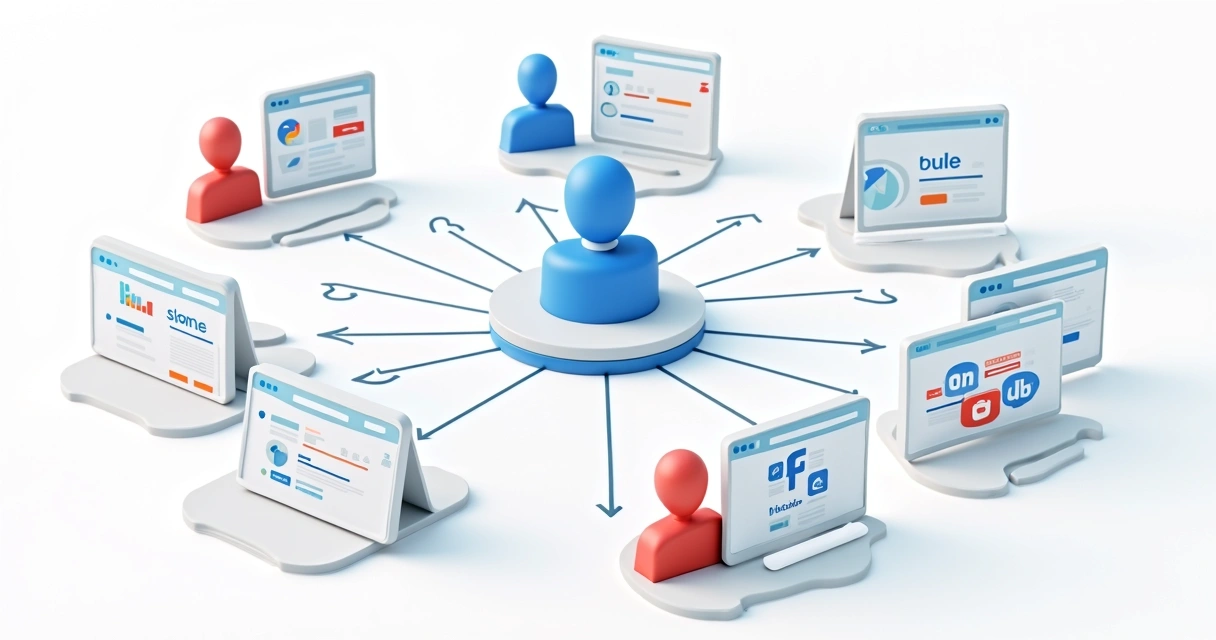 Gráfico mostrando diferentes fontes de tráfego digital, como social, pago, orgânico e referência 