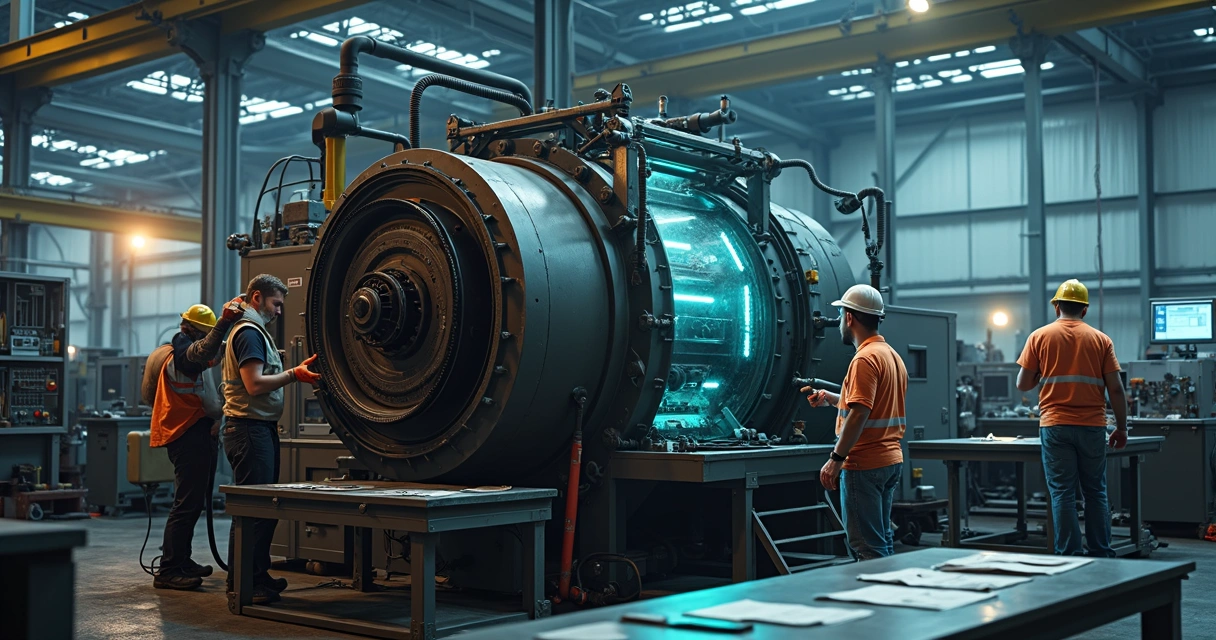 Máquina industrial parada durante manutenção inesperada 