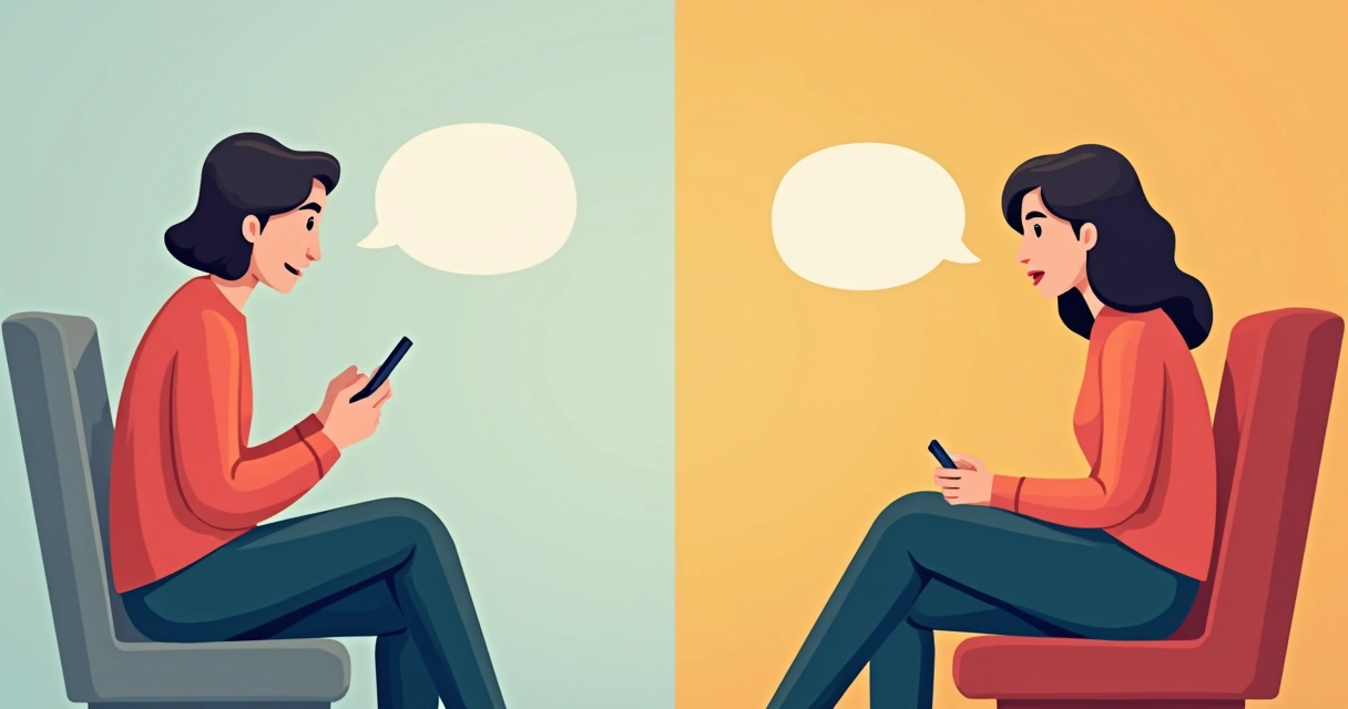 Dois perfis, um distraído e outro atento, simbolizando os diferentes paradigmas de escuta 