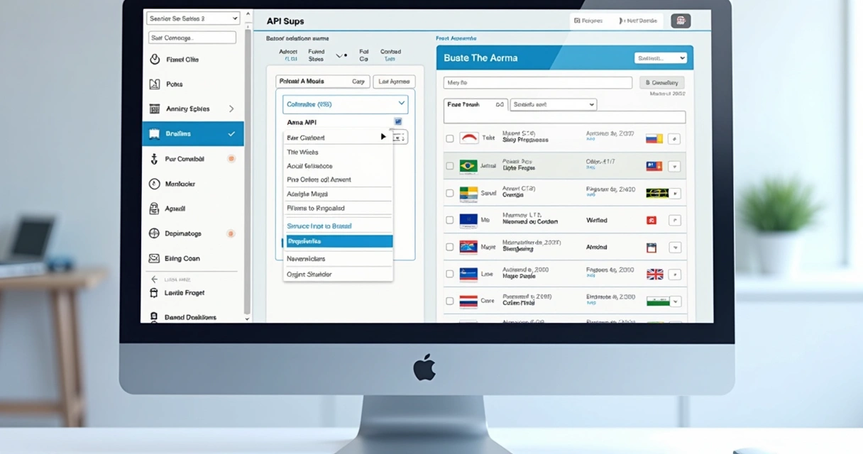 Tela de sistema mostrando campos de parametrização automática em uma API fiscal 