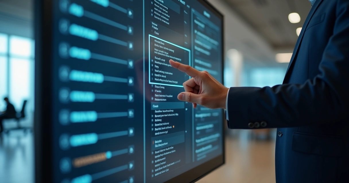 Gestor ajusta parâmetros em painel digital de IA 