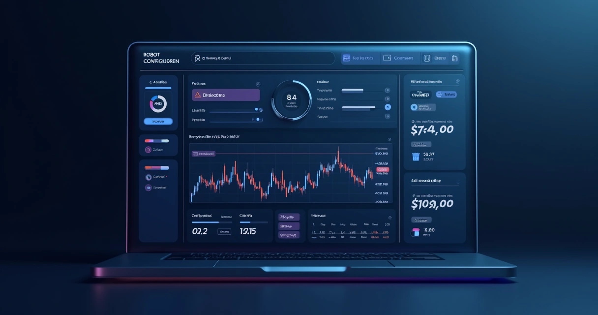 Tela de configuração de parâmetros de robô de trading 