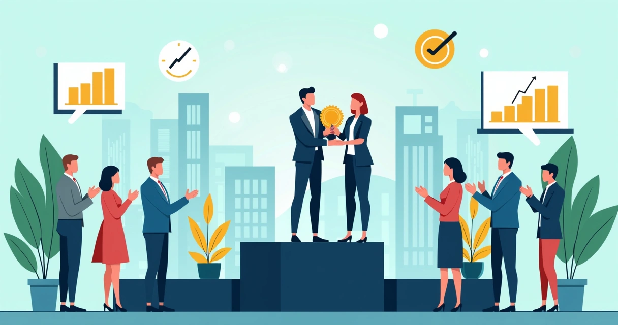 Parceiro B2B recebendo medalha de destaque em evento corporativo 