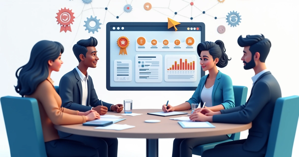 Como escolher entre CRM e PRM em 2026 Profissionais em mesa redonda analisando portal de parceiros PRM