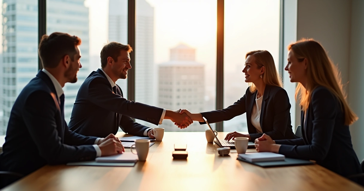 Grupo de profissionais apertando as mãos ao fazer parceria 