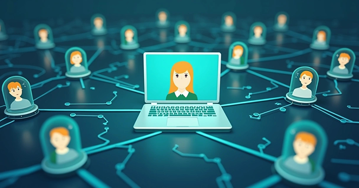 Representação gráfica de parceiros afiliados conectados a uma loja online 