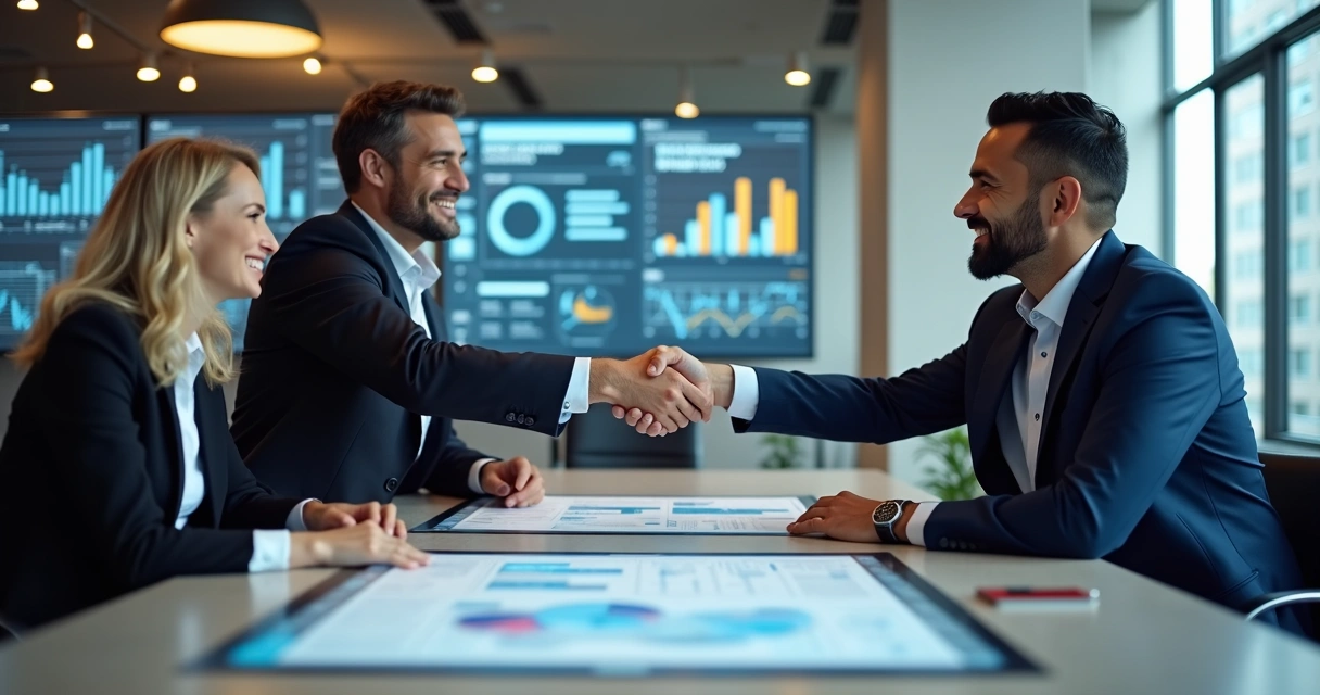 Consultores e empresa formando parceria para IA