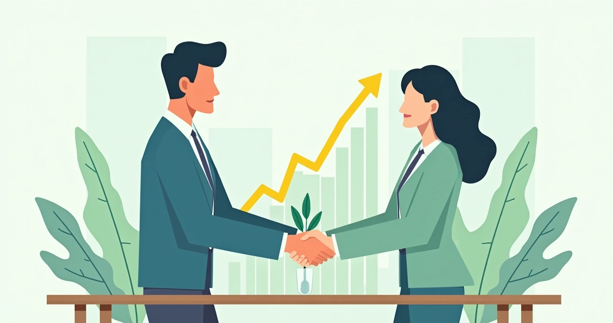 Empresa e agência dando as mãos representando parceria de crescimento 