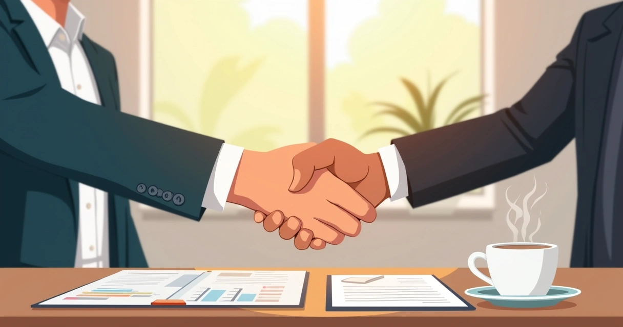 Pessoa apertando a mão de um fornecedor em um escritório, selando parceria de negócios 