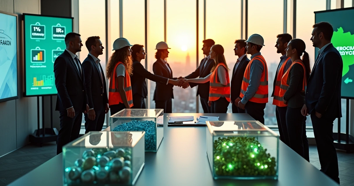 Representantes empresariais e de reciclagem selando parceria para destinar IRPJ a projetos ambientais 