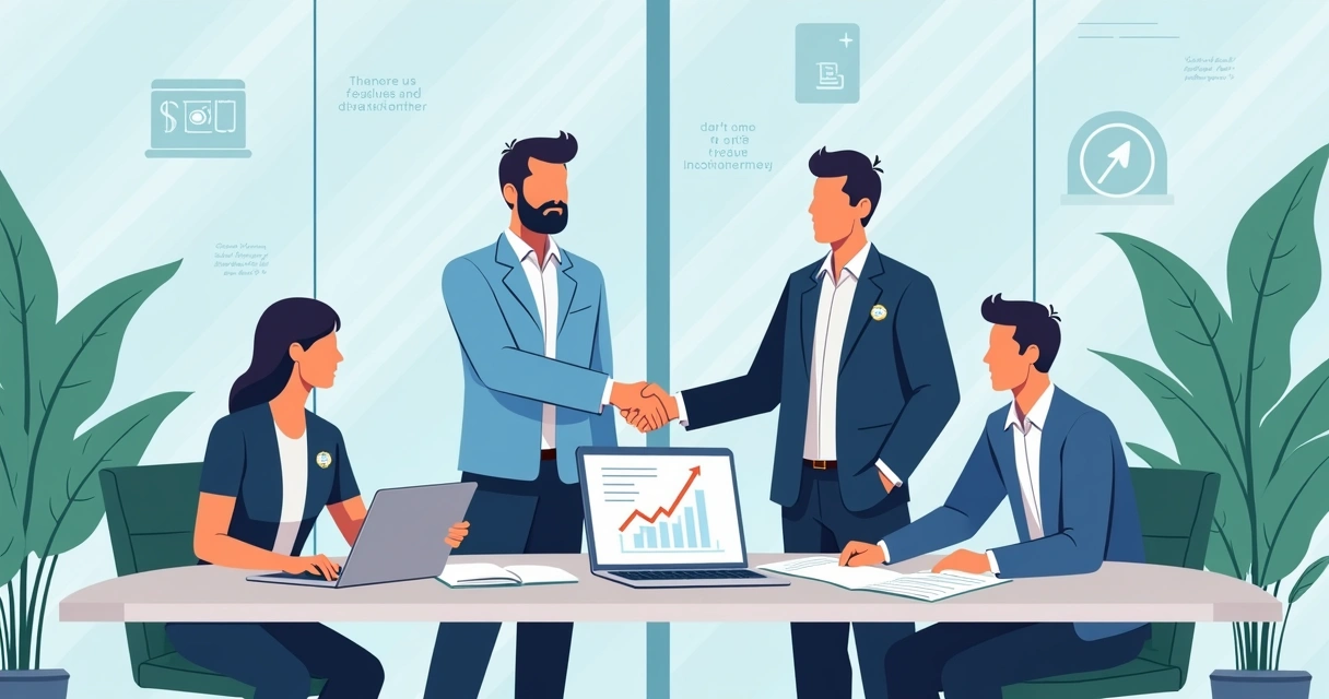 Aperto de mãos entre consultores da Latitud e empreendedores em reunião 