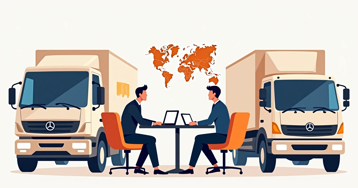 Equipe de loja virtual em reunião com transportadora para frete grátis