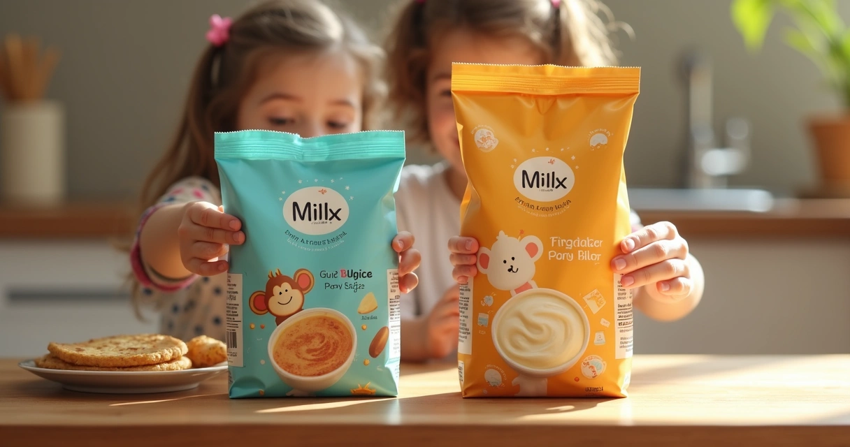 Embalagens de Piracanjuba e Milky Moo lado a lado em ambiente descontraído 