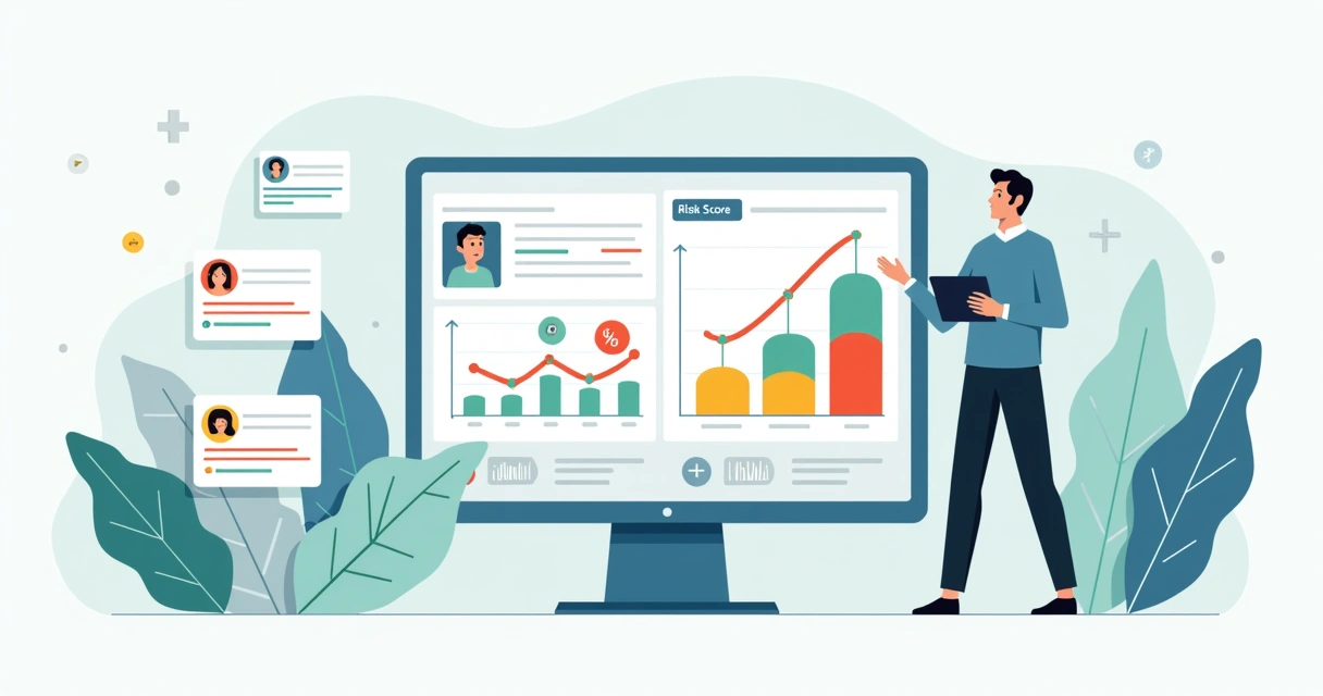 Gestor analisando risco reputacional em painel de indicadores digitais 