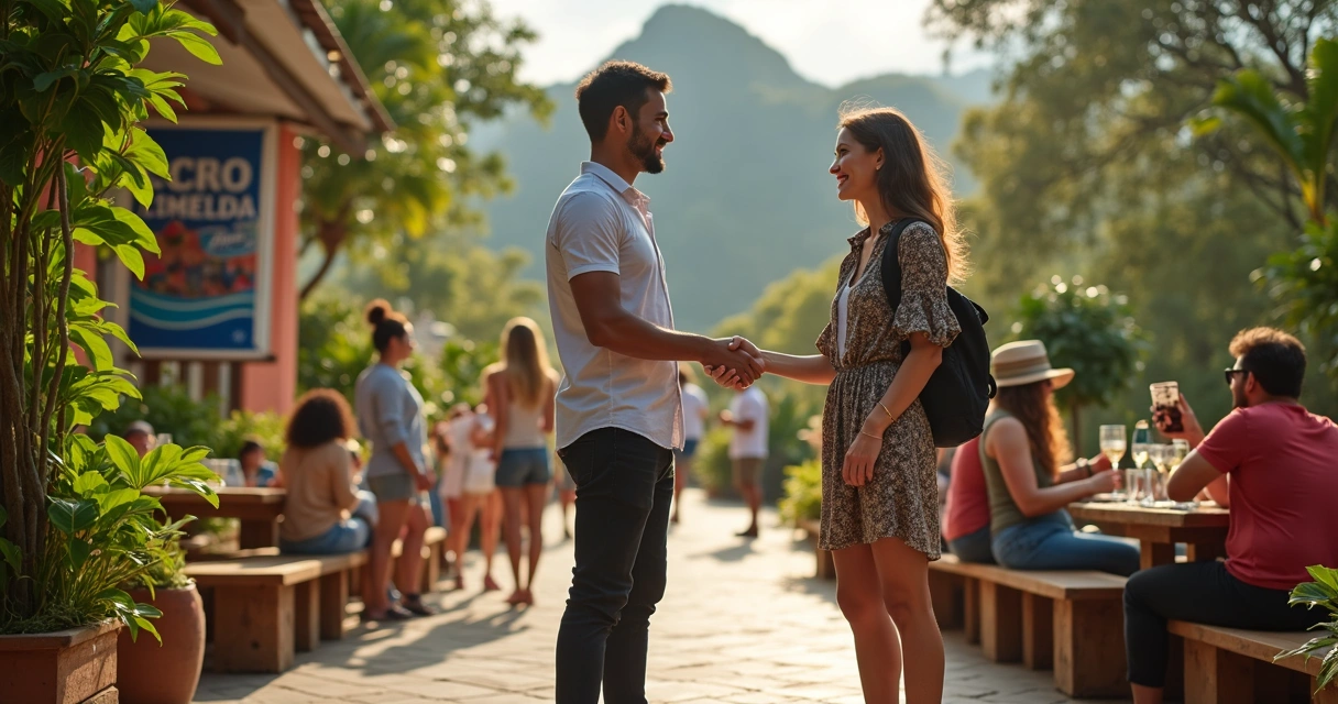 Parceria entre agente de turismo e influenciador local 